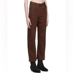 LAST CHANCE Levi's Brown Ribcage high rise Straight Ankle Jeans 26 snap button